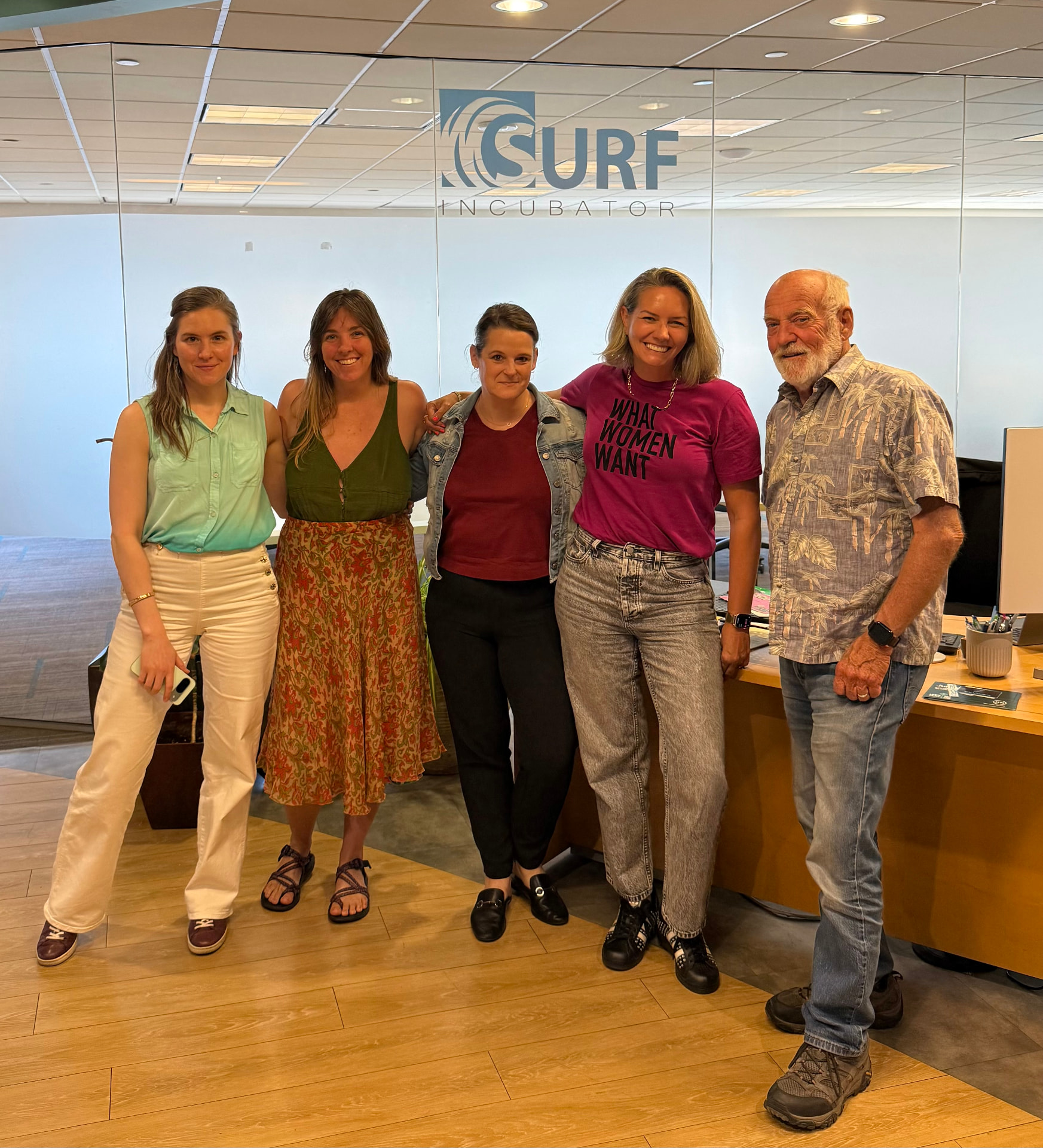 The SWELL crew gathered at SURF Incubator's front desk